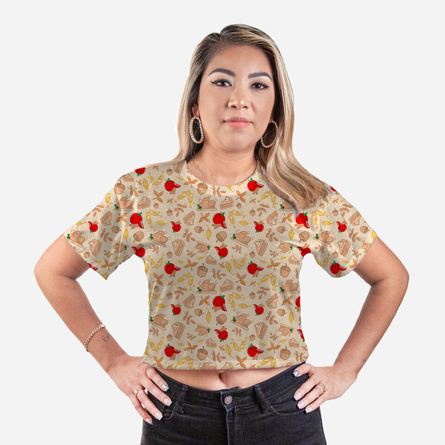 Autumn Feast-womens all over print cropped tee-TeeFury