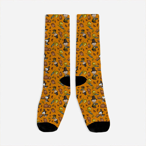 Peanuts Thanksgiving-unisex all over print crew socks-TeeFury