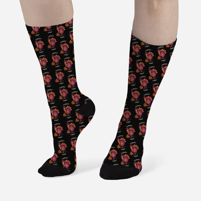 Turkey Time-unisex all over print crew socks-TeeFury