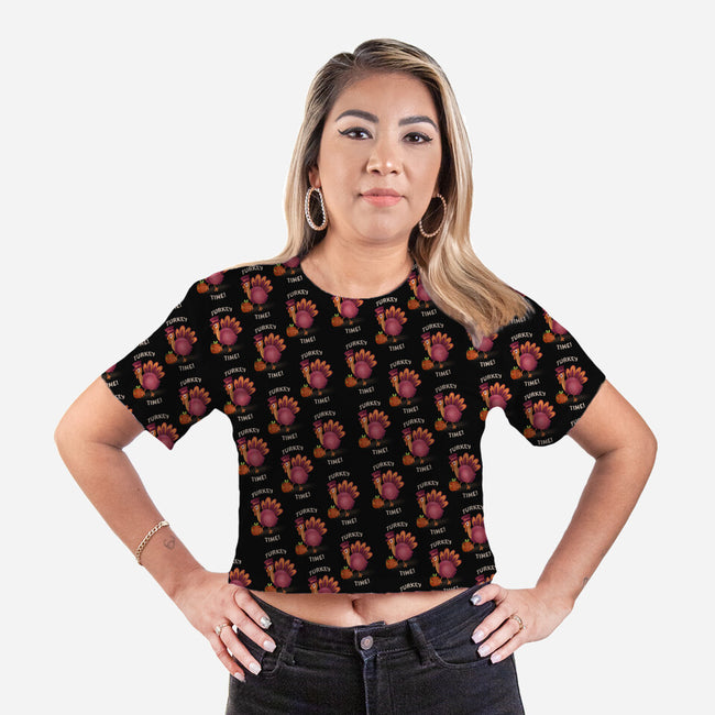 Turkey Time-womens all over print cropped tee-TeeFury