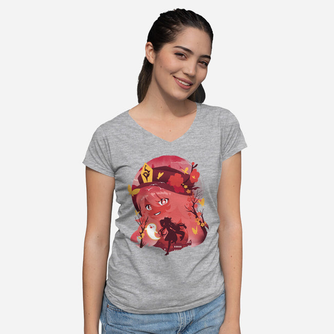 Hu Tao Ukiyo E-womens v-neck tee-dandingeroz