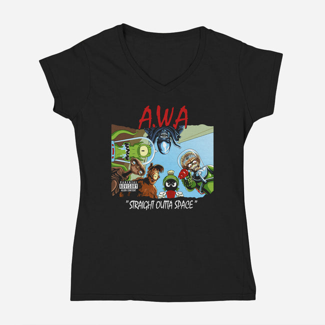 Aliens With Attitude-womens v-neck tee-goodidearyan