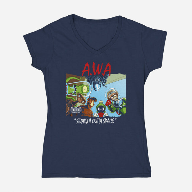 Aliens With Attitude-womens v-neck tee-goodidearyan