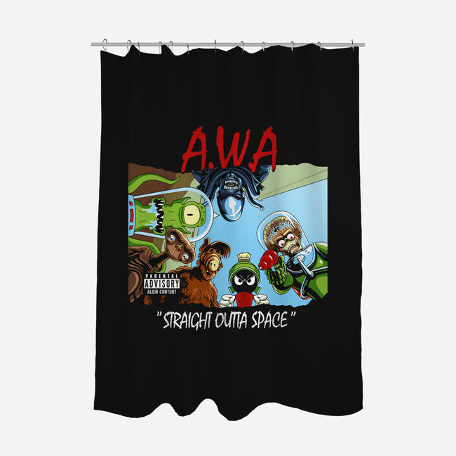 Aliens With Attitude-none polyester shower curtain-goodidearyan