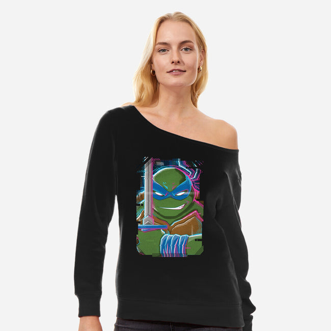 Leonardo Glitch-womens off shoulder sweatshirt-danielmorris1993