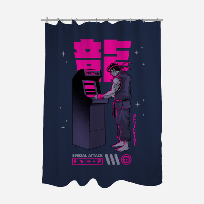 Street Gamer-none polyester shower curtain-retrodivision