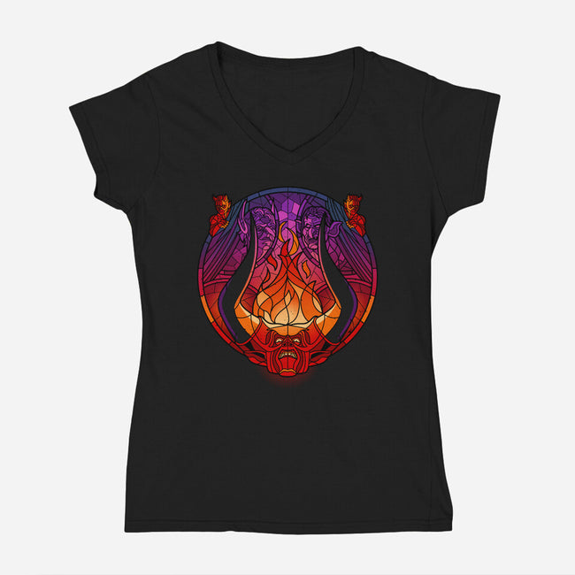 Stained Glass Darkness-womens v-neck tee-daobiwan