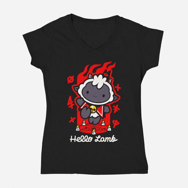 Hello Lamb-womens v-neck tee-demonigote