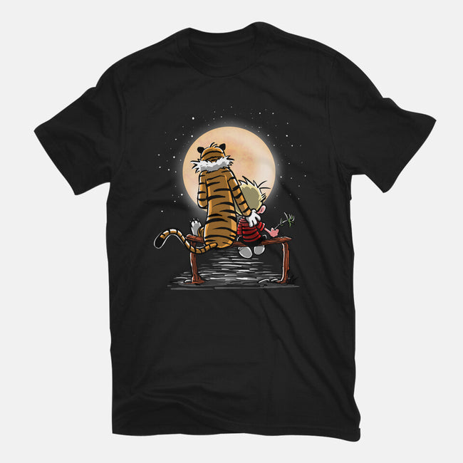 More Friends Gazing At The Moon-womens fitted tee-zascanauta