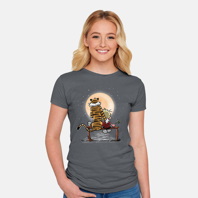 More Friends Gazing At The Moon-womens fitted tee-zascanauta