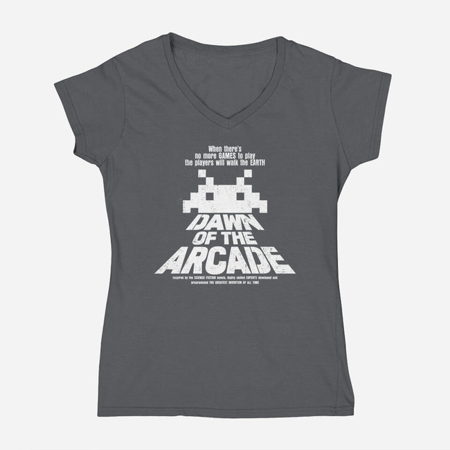 Dawn Of The Arcade-womens v-neck tee-retrodivision