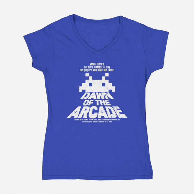 Dawn Of The Arcade-womens v-neck tee-retrodivision