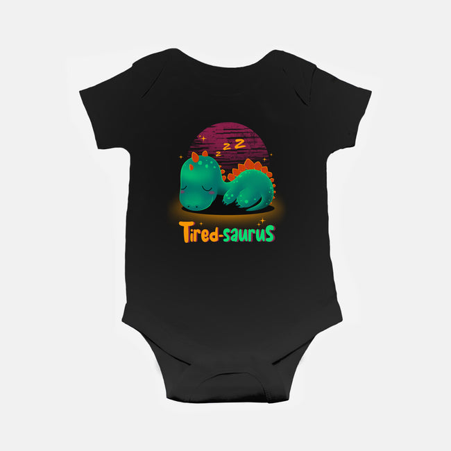 Tired-saurus-baby basic onesie-erion_designs