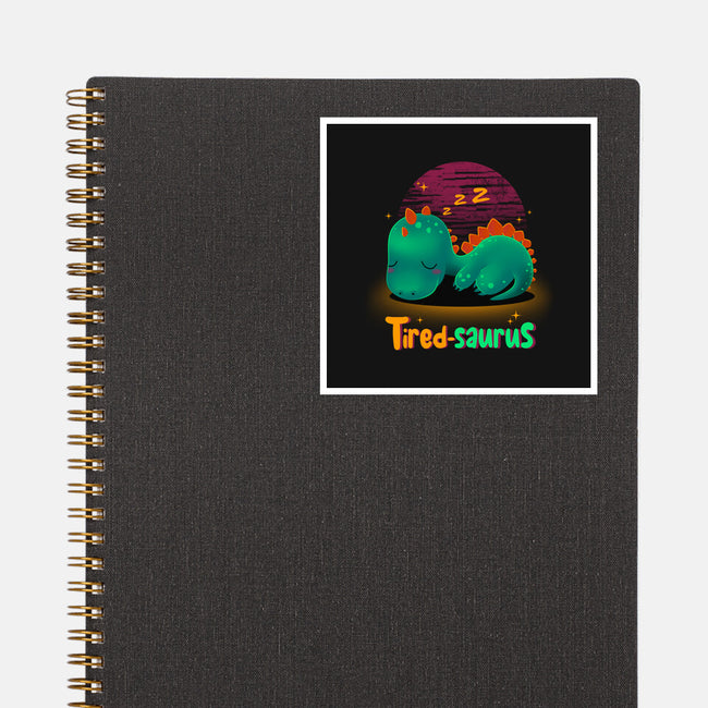 Tired-saurus-none glossy sticker-erion_designs