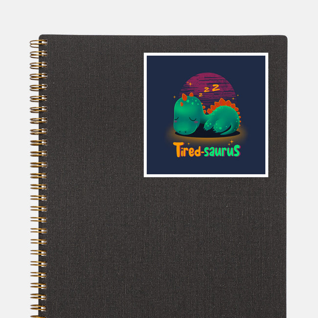 Tired-saurus-none glossy sticker-erion_designs