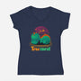 Tired-saurus-womens v-neck tee-erion_designs