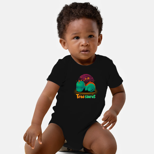 Tired-saurus-baby basic onesie-erion_designs