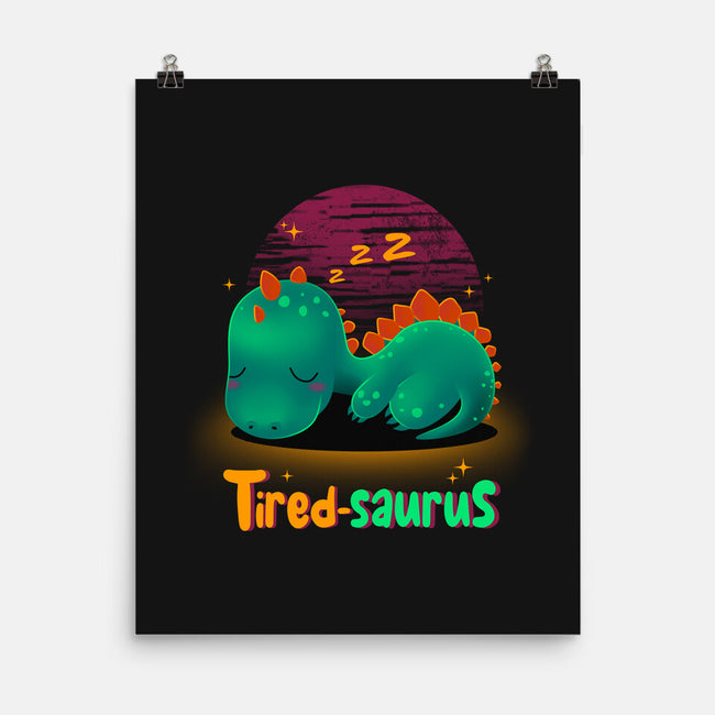Tired-saurus-none matte poster-erion_designs