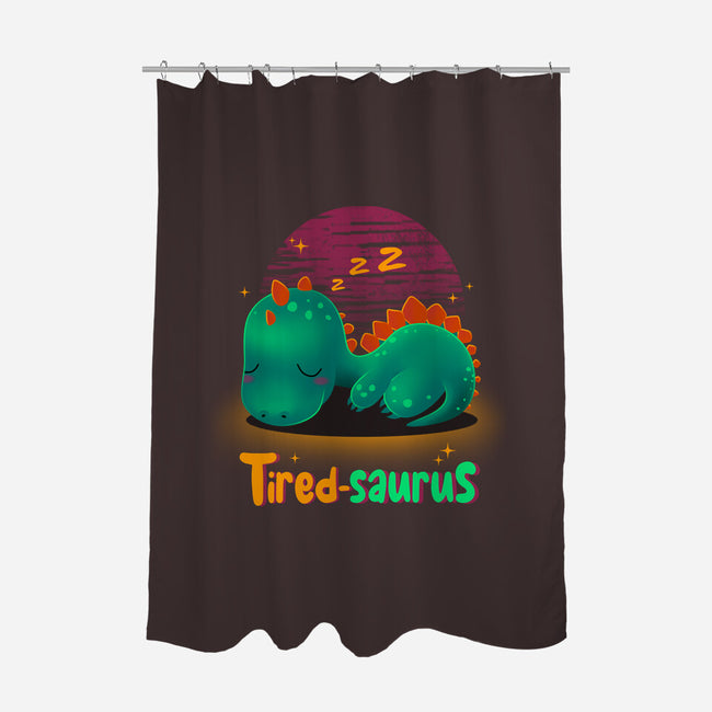 Tired-saurus-none polyester shower curtain-erion_designs