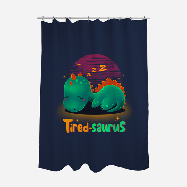 Tired-saurus-none polyester shower curtain-erion_designs