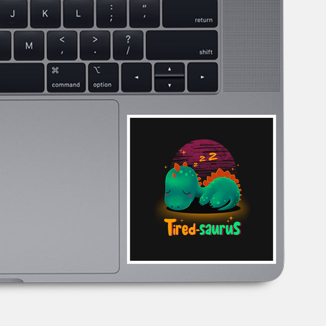 Tired-saurus-none glossy sticker-erion_designs