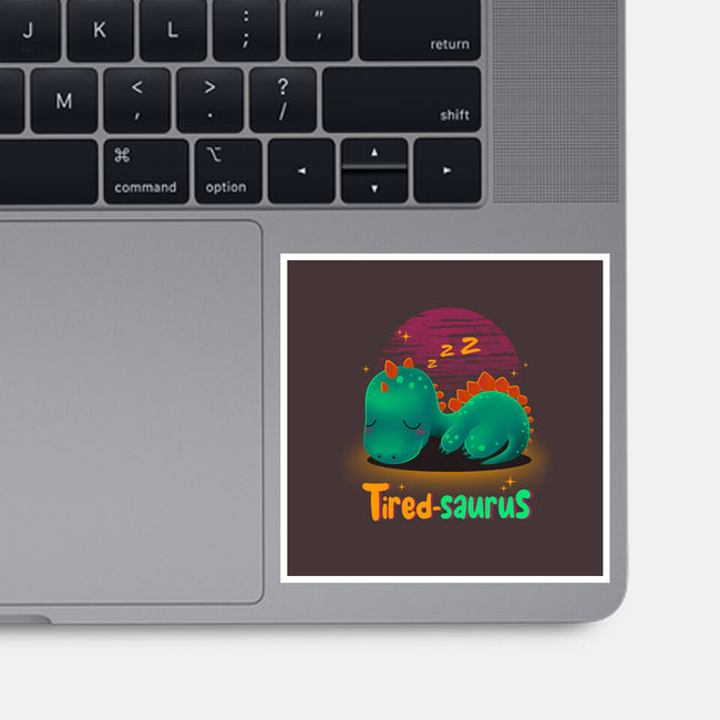 Tired-saurus-none glossy sticker-erion_designs