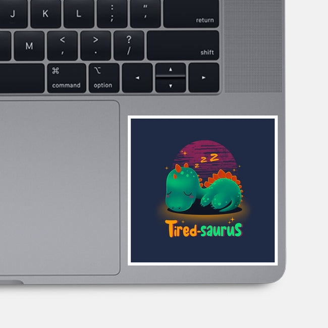 Tired-saurus-none glossy sticker-erion_designs