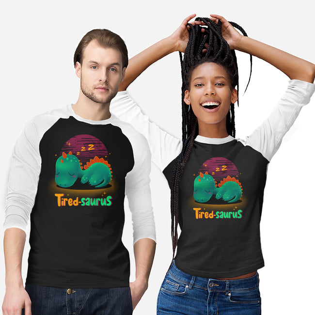 Tired-saurus-unisex baseball tee-erion_designs