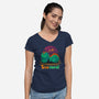 Tired-saurus-womens v-neck tee-erion_designs