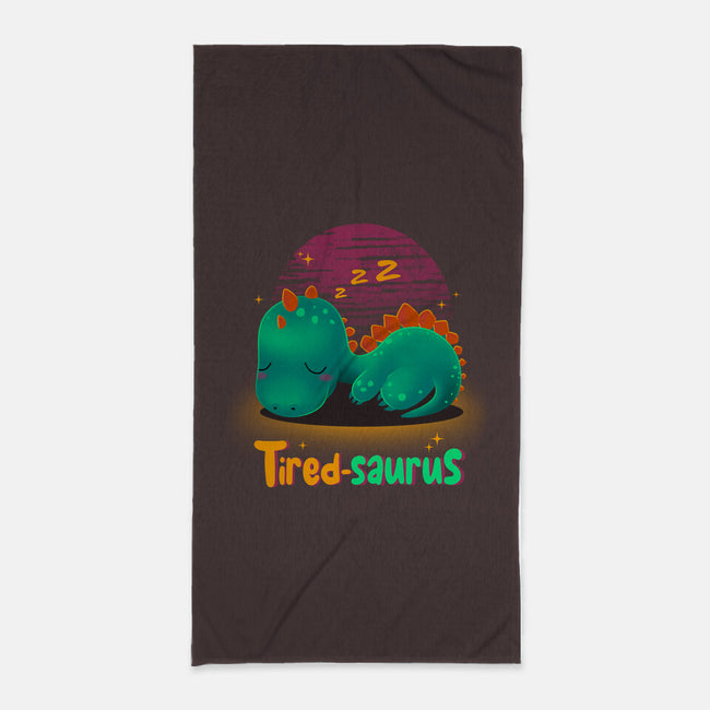 Tired-saurus-none beach towel-erion_designs