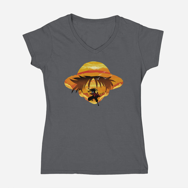 Pirate Head Landscape-womens v-neck tee-dandingeroz