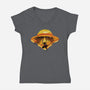 Pirate Head Landscape-womens v-neck tee-dandingeroz