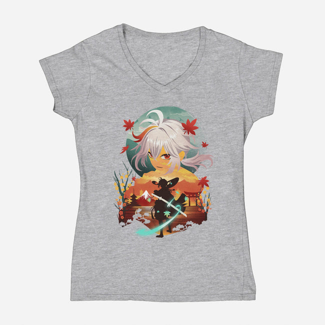 Kazuha Ukiyo E-womens v-neck tee-dandingeroz