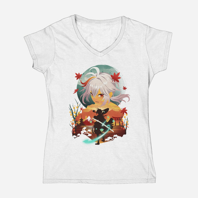 Kazuha Ukiyo E-womens v-neck tee-dandingeroz