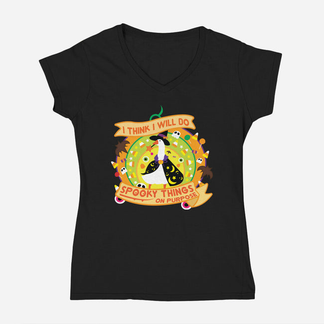 Do Spooky Things On Purpose-womens v-neck tee-SwensonaDesigns