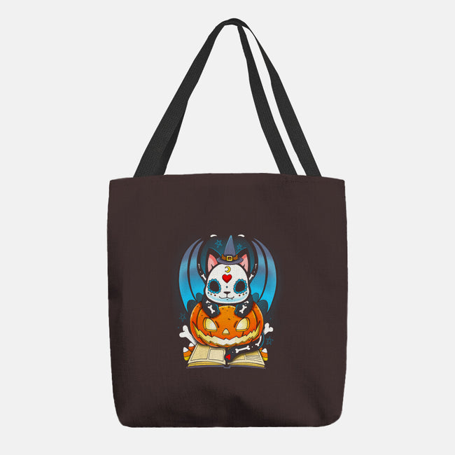 Kitten Halloween-none basic tote bag-Vallina84
