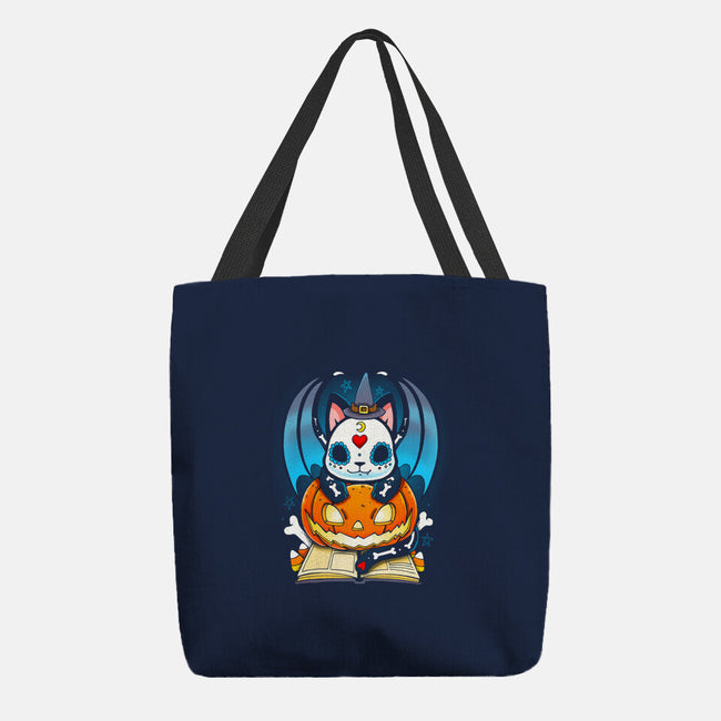 Kitten Halloween-none basic tote bag-Vallina84