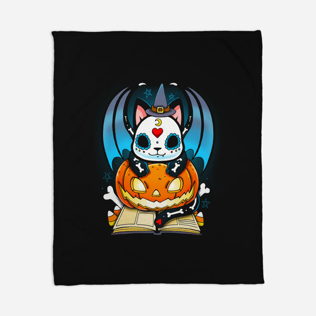 Kitten Halloween-none fleece blanket-Vallina84