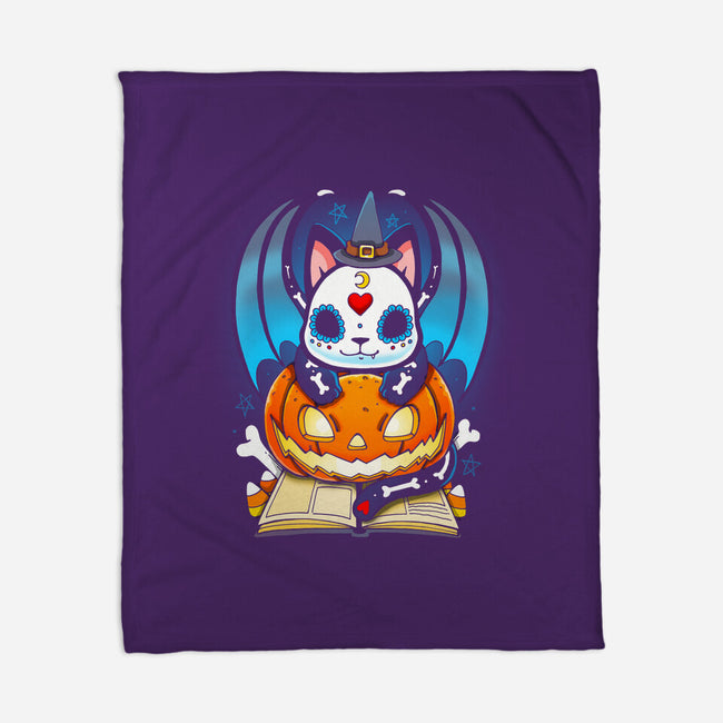 Kitten Halloween-none fleece blanket-Vallina84