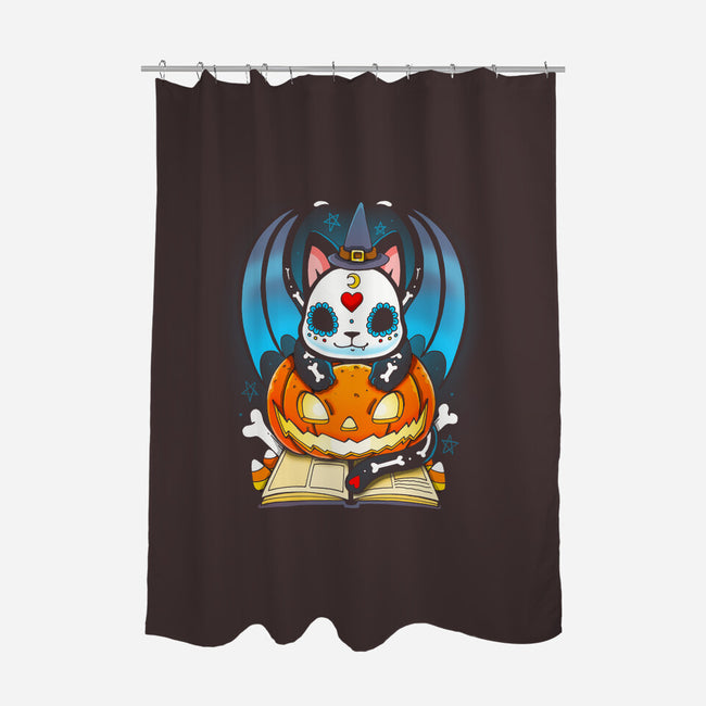 Kitten Halloween-none polyester shower curtain-Vallina84