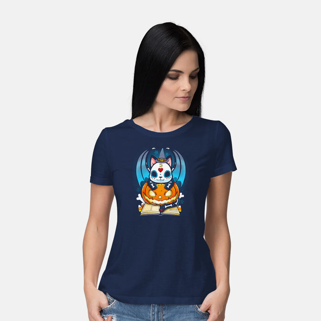 Kitten Halloween-womens basic tee-Vallina84