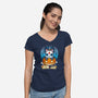 Kitten Halloween-womens v-neck tee-Vallina84