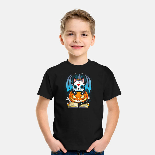 Kitten Halloween-youth basic tee-Vallina84