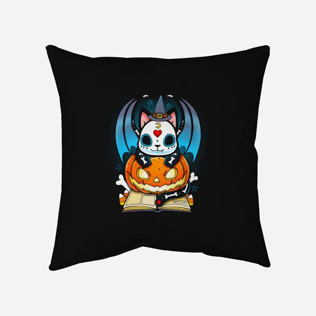 Kitten Halloween-none removable cover w insert throw pillow-Vallina84