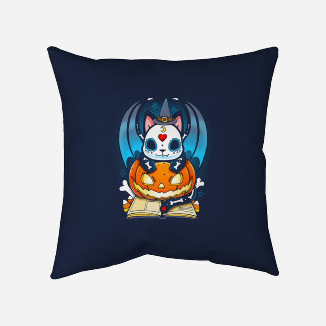 Kitten Halloween-none removable cover w insert throw pillow-Vallina84