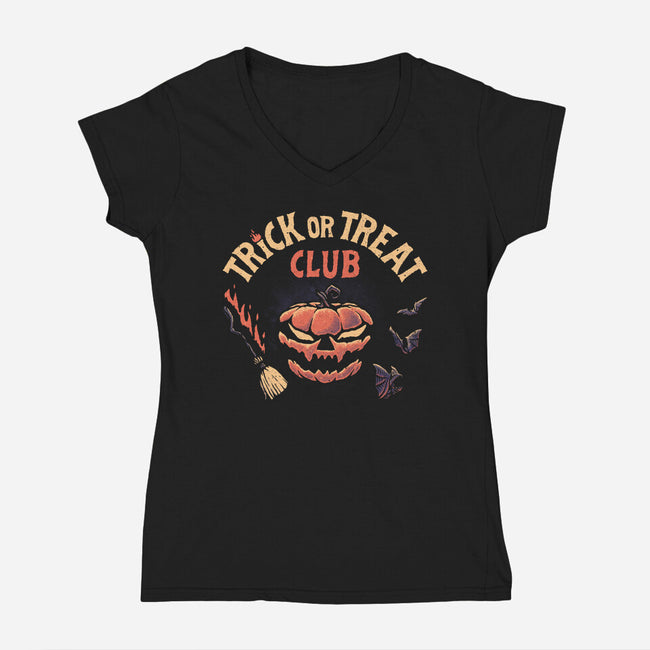 Trick Or Treat Club-womens v-neck tee-teesgeex