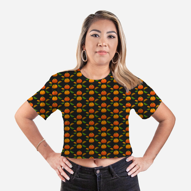 Autumn Pumpkins-womens all over print cropped tee-Kang Uwi