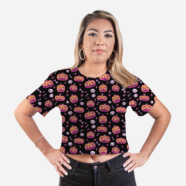 Halloween Pumpkins-womens all over print cropped tee-xMorfina