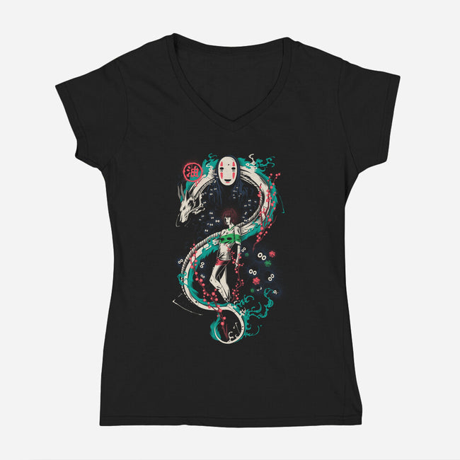 Spirited Graffiti-womens v-neck tee-Fearcheck