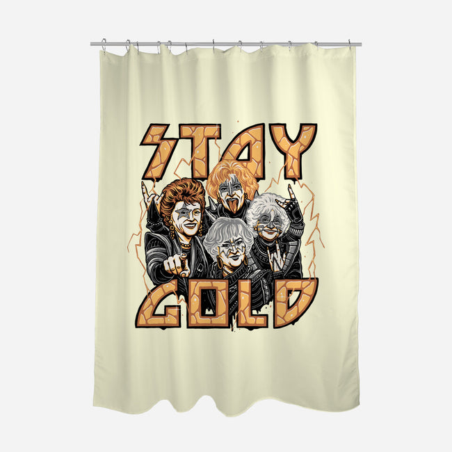 Stay Gold-none polyester shower curtain-momma_gorilla